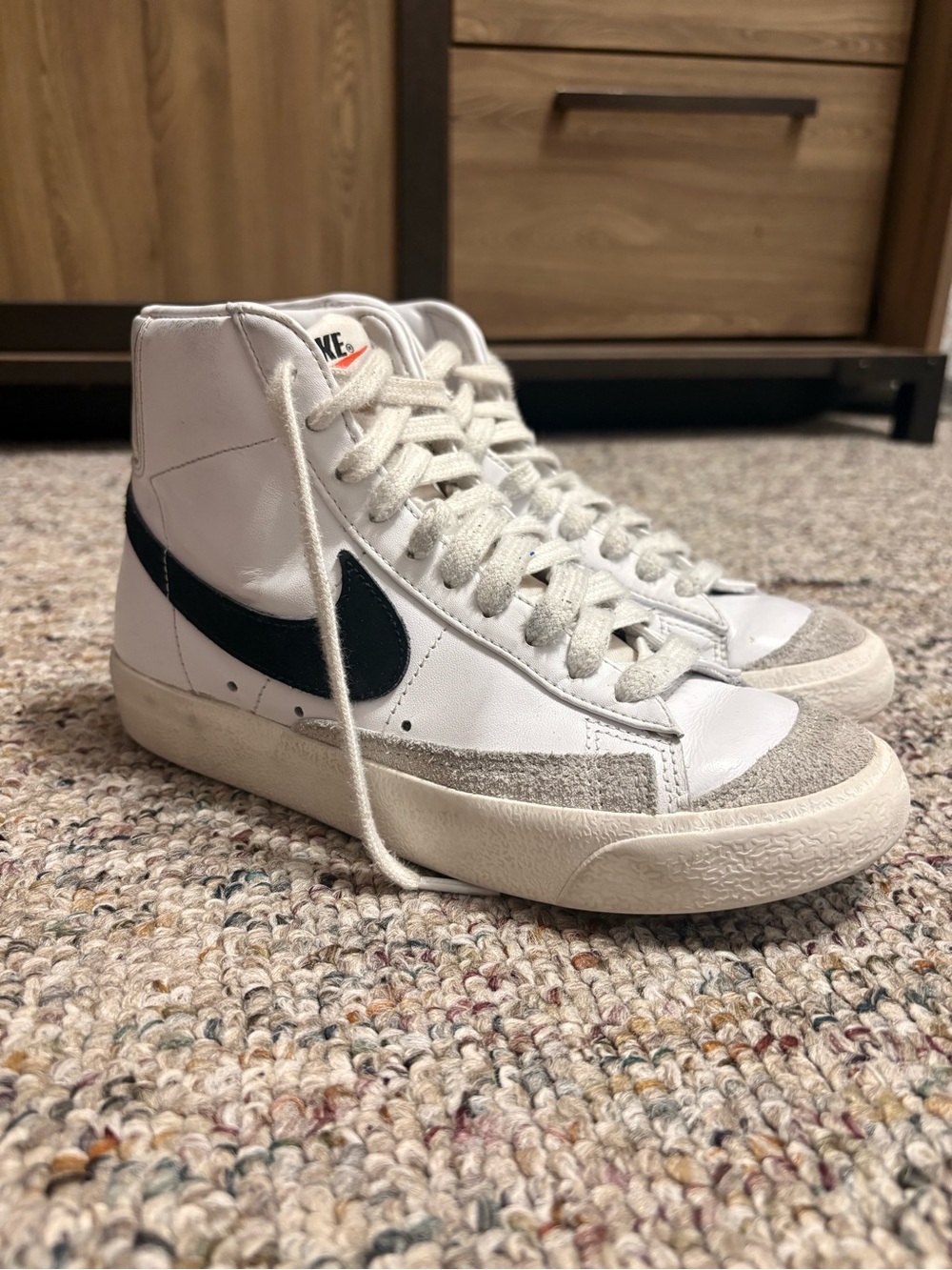 Nike High-Top Sneakers White with Black Swoosh